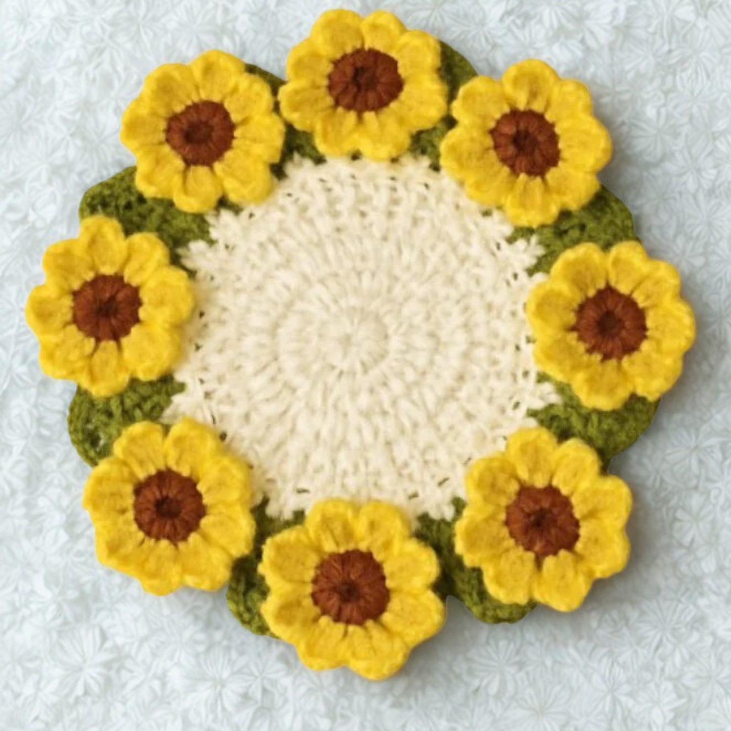 Sunflower Coaster Crochet DIY Pattern