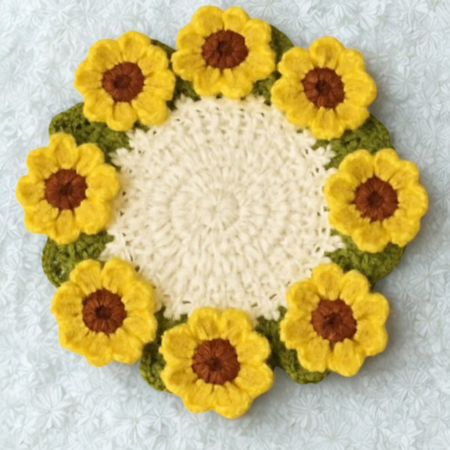Sunflower Coaster Crochet DIY Pattern